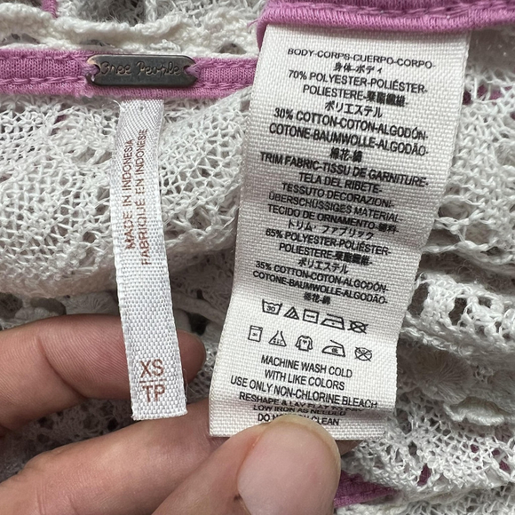 Free People Top Womens XS Ivory Crochet Lace Boho Cottagecore Fairycore Y2K - Picture 8 of 8